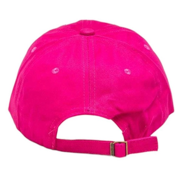 Bling Silver Crown on Fuchsia Adjustable Denim Ball Cap Hat - Picture 2 of 2